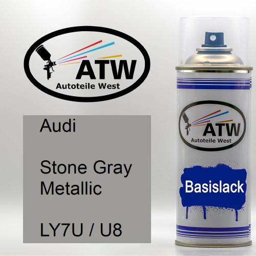 Audi, Stone Gray Metallic, LY7U / U8: 400ml Sprühdose, von ATW Autoteile West.